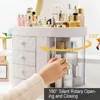 Storage Boxes Dressing Table 4 Drawer Makeup Holder Box Transparent Rotation Window Lipstick Organizer For Cosmetic Brush Jewelry