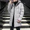 Men's Down Winter Jacket Men Long Overcoat Thicken Hooded Parka Pure Color Warm Coats Cold Weather Clothes Plus Size 8XL