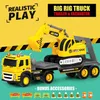 Pull Toys Excavator Tractor Flatbed Truck 1 12 Scale Large Size Push and Go Toy Trucks Construction Friction Truck with Lights Sounds