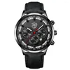 ساعة Wristwatches Watch for Men Mens Fashion Business Leather Calendar Men Fake Three Eye Eye Luminous Quartz Wacht