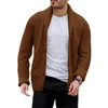 Pulls pour hommes Cardigan d'automne pour hommes Couleur unie Pull en tricot Veste chaude Manteau à la mode Tenue décontractée Hiver X