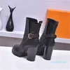 Designer Heel Boots Fashion Leather Women Autumn Winter Shoes Letters Letters