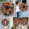 Decoratieve bloemen Hanging Decoratie Huis Herfst Pioen Garland Halloween Pompoenkrans Thanksgiving Floral Hoop Harvest Decor