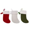 Wholesale Christmas Decorations Knitted Striped Wool Chunky White Stockings Cartoon Xmas Socks