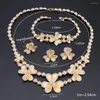 Necklace Earrings Set Chic Women African Jewelry Silver Flower Shape Party Wedding Jewellery For Brides Dubai