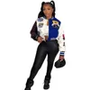 Brevtryck för kvinnor Dubbeltrådig baseballjacka GirlS Varsity Coat Desinger Cropped Patchwork Button Letterman-jackor