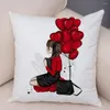 Oreiller je t'aime doux en peluche couverture mignon dessin animé fille imprimer taie d'oreiller décor rouge ballon étui pour canapé Home45X45cm