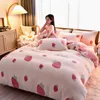 Bedding Sets Thickened Fleece Four-Piece Coral Winter Double-Sided Bed Sheet Quilt Cover Three-Piece Flannel
