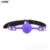 Itens de beleza brinquedos sexy de silicone Safet Bouth Gag Ball com trava de cinta de couro para jogos de adultos de Bondage BDSM para fixação oral recheada