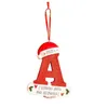 Christbaumschmuck zum Aufhängen, Buchstabenform, englisches Alphabet von A bis Z, mit Weihnachtsmützen-Anhängern