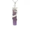 Crystal Pendant Dragon Column Natural Stone Pendant Kvinnliga manliga smycken Opal Quartz Lapis Pendulum Amulet Charms Jewellery BH013