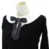 Laço amarra feminino boneca doce lapela falsa colarinho falso bowknots de bordo destacável colarinho de suéter de meia camisa de camisa decorativa