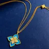 luxury brand clover designer long pendant necklaces for women 18K gold sweet 4 leaf flower double row elegant sweater necklace wit281k