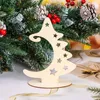 Christmas Decorations 1pc Tree Wood Slice With Stand Unpainted Wooden Plaque Star Xmas Ornaments Blank Sign For Crafts Home Decor