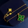 RC Italy Brand Clover Designer Pendant Halsband Rhombic Four Leaf Shining Diamond Crystal 18K Gold Sweet Flower Turquoise Elegant9354147