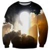 Herrtr￶jor Cloudstyle 3D Mysterious Starry Sky Sweatshirts Men gothic m￶rka universum Pullovers o-hals polyester sweatshirt l￥ng￤rmad