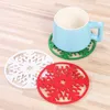 Hollow Out Snowflakes Cup Mat Red Green Snowflakes Non Slip Mug Coaster Non-woven Heat Insulation Cups Mats Christmas Decoration BH7758 TYJ