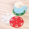 Ihålig snöflingor kopp mattor röd gröna snöflingor non slip mug coaster non-woven värmeisoleringskoppar mattor juldekoration bh7758 tyj