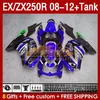 & Tank Injection Fairings For KAWASAKI NINJA ZX250 EX250 R 2008-2012 163No.157 EX ZX 250R EX250R ZX250R 2008 2009 2010 2011 2012 ZX-250R 08 09 10 11 12 Fairing blue stock