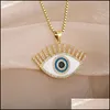 Pendant Necklaces Pendant Necklaces Vintage Crystal Demon Eye Necklace For Women Mticolor Enamel Heart Fashion Creativity Jewelry Gi Dhh1E