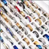 Band Rings Fashion 100Pcs/Lots Assorted Mens Stainless Steel Rings Jewelry Party Gift Wedding For Women Mix Style281K254J Drop Deliv Dhfei