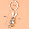 Leuk roestvrij staal 3D konijn sleutelhanger Diy Metal Holder ketting vintage konijnen hangleutel Key Rings geschenken