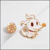 Pins Brooches Gold Plated Cartoon Ghost Brooch Pins Enamel Funny Metal Brooches For Girls Gift Jewelry Badges Bag Clothes Accessori Dhunz