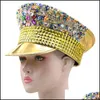 قبعات حافة بخيل نساء رينستون البيسبول قبعة Capply Sparkle Bling Denim Sun Hat Perforgan