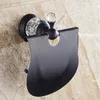 Bath Accessory Set Black Brass &Crystal Bathroom Accessories Hardware Towel Rack Bar Paper Holder Soap Dish Cup Toilet J