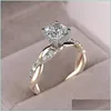 Solitaire Ring funkelnde Frauen 925 Sterling Sier Ring Zwei Ton 18k Ros￩gold Sapphire Prinzessin Ehering Engagement Party Annive Dhyzi