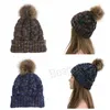 Cappello lavorato a maglia da donna invernale caldo Pom Pom Cappelli di lana colorati Berretto da donna con teschio Berretto femminile solido Berretto spesso da esterno 7 colori BH7762 TYJ