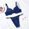 BEFORW Set intimo reggiseno sexy con lettera Set slip comfort Reggiseno push up e slip Set 2 pezzi per donna Lingerie Set 201028260B