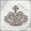 Pins Brooches Fashion Crown Brooches Gold Sier Color Clear Rhinestone Pins Dress Decoration Buckle Badge Jewelry Accessories For Wo Dhqax