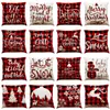 Housses de coussin de Noël 18 x 18 taie d'oreiller rouge décorations de Noël flocon de neige ferme lin coussin taie d'oreiller pour la décoration intérieure vacances décoratives