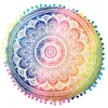 Travesseiro redondo mandala capa de piso bohemian poufs decorativo bronha boho