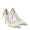 Chaussures de mariée Mary Jane Pumps Lady High Heels 'S Pumps Robe de mariée parfaite avec cristal Pearl Strap Sexy Point Toe Femmes Baily