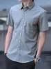 Men's Casual Shirts ICCLEK Short Sleeve Shirt Men's Summer Korean Top 5-sleeve Oxford Spinning White Inch Trendy Men