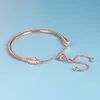 Rose Gold Slider armband met originele doos voor Pandora Authentieke Sterling Silver Snake Chain Charms armbanden Women Girls Girls Wedding Party Sieraden Set