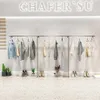 Giyim Mağazası Ekran Raf Ticari Mobilya Duvarı Monte Paslanmaz Çelik Kablolu Çizme Kadın Bez Dükkanı Yan Monte Giysiler Rafları