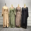 Roupas étnicas muçulmanas kaftan abaya dubai peru mulheres vestidos de luxo cardigã de vestido longo avental de três peças com hijab islâmico