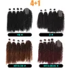 Hårbitar Vattenvågbuntar med stängning Curly Extensions African Curls 24quot4 1 32quot6 1 A Topper Synthetic for Women 22