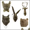 Objets décoratifs Figurines Pipe en aluminium bronzé Staute Animal avec des lunettes à suspendre au mur Bear Louie Little Mouse F Dh6Am