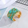 Bangle E56A Otwarta szeroka bransoletka Bridal Rhinestone Deklaracja ślub ślub