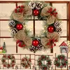 Flores decorativas 30/40cm de Natal Golden Red Ball Bow Pinecone Wreath Festival Party Dinner Door Windows Decoração