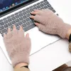 Mink Gloves Half-Finger Mittens Winter Warm Ull Pekskärmhandskar Kvinnor Män Stickande mjukt kontor Utomhus Sport handskar gåva