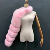 2021 Nowy Fashion Fox Fur Coat Kobiety luksusowy rękaw w rękawie Y1228