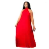 Roupas étnicas Vestidos africanos para mulheres sem mangas de outono plus size vermelho branco vestido longo maxi roupas xl-5xl