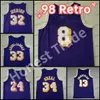 Maglia da basket da uomo 32 Johnson 34 Shaquille Shaq Neal 13 Wilt Chamberlain 33 Kareem Abdul Jabbar 98 Tutte le maglie Giallo Bianco Uomo cucito