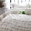 Beddengoed sets geruite afdrukken set kanten ruche dekbedoverdeksel katoen schattig bed borduursel luxe home linnengoed