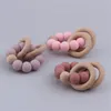 Baby Health Nursing Bracelets Teether Baby Toys Silicone Beads Wooden Ring Teething Wood Rattles Fidget Toys born Accessories 220815